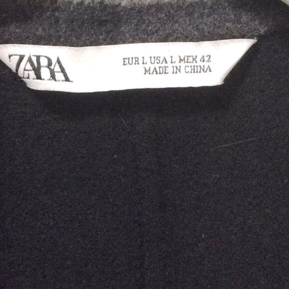 Zara Ladies Coat: black&Gray Size L-58% Polyester, 32% Wool - Picture 4 of 10